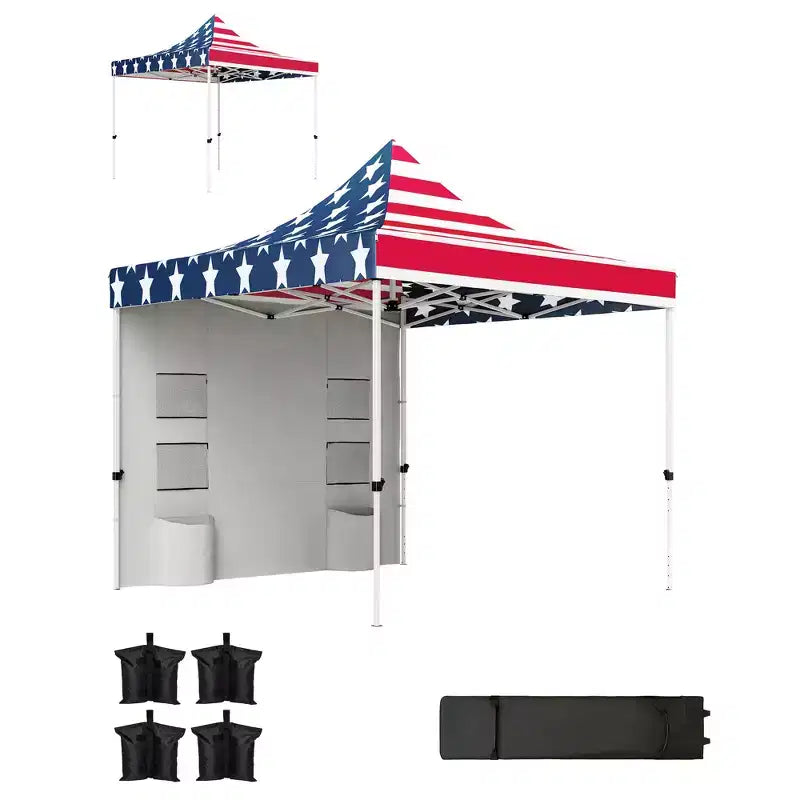 10' x 10' Heavy Duty Pop Up Canopy Tent with Sidewall, UPF50+ Instant Sun Shelter with Storage Pockets