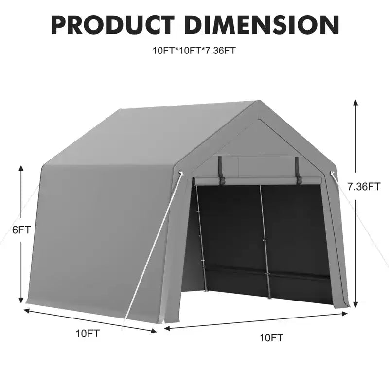 Abri de voiture portable robuste - Rangement extérieur - Imperméable et résistant aux UV - Abri de garage extérieur - Tente - Portes zippées enroulables - Plusieurs tailles