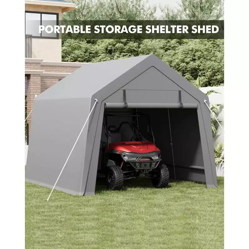 Abri de voiture portable robuste - Rangement extérieur - Imperméable et résistant aux UV - Abri de garage extérieur - Tente - Portes zippées enroulables - Plusieurs tailles