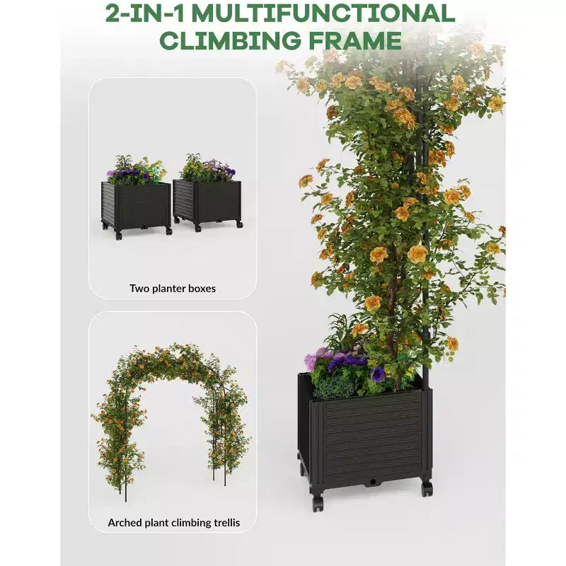 Arche de jardin solide en métal avec jardinière surélevée, pergola haute d'extérieur pour plantes grimpantes, mariages, fêtes, décoration de jardin, support pour vignes