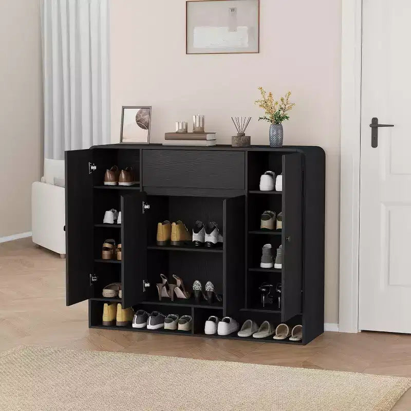 Meuble à chaussures Acekool 47 po avec 4 portes et 1 tiroir, organisateur d'entrée étroit pour couloir et salon