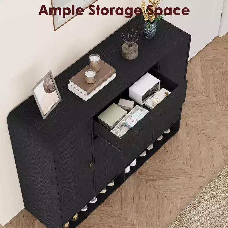 Meuble à chaussures Acekool 47 po avec 4 portes et 1 tiroir, organisateur d'entrée étroit pour couloir et salon