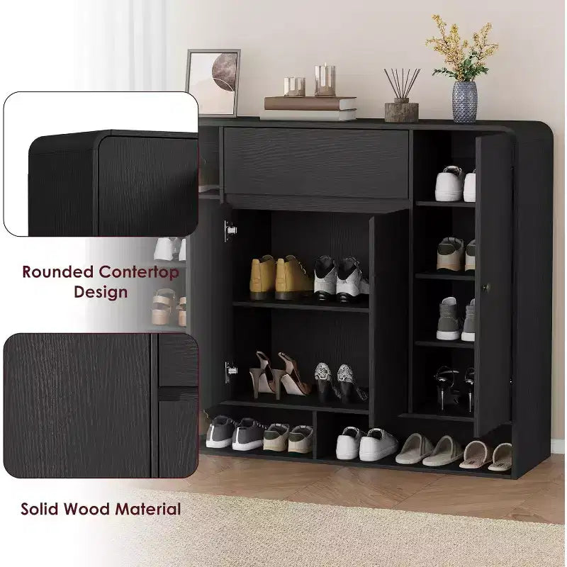 Meuble à chaussures Acekool 47 po avec 4 portes et 1 tiroir, organisateur d'entrée étroit pour couloir et salon