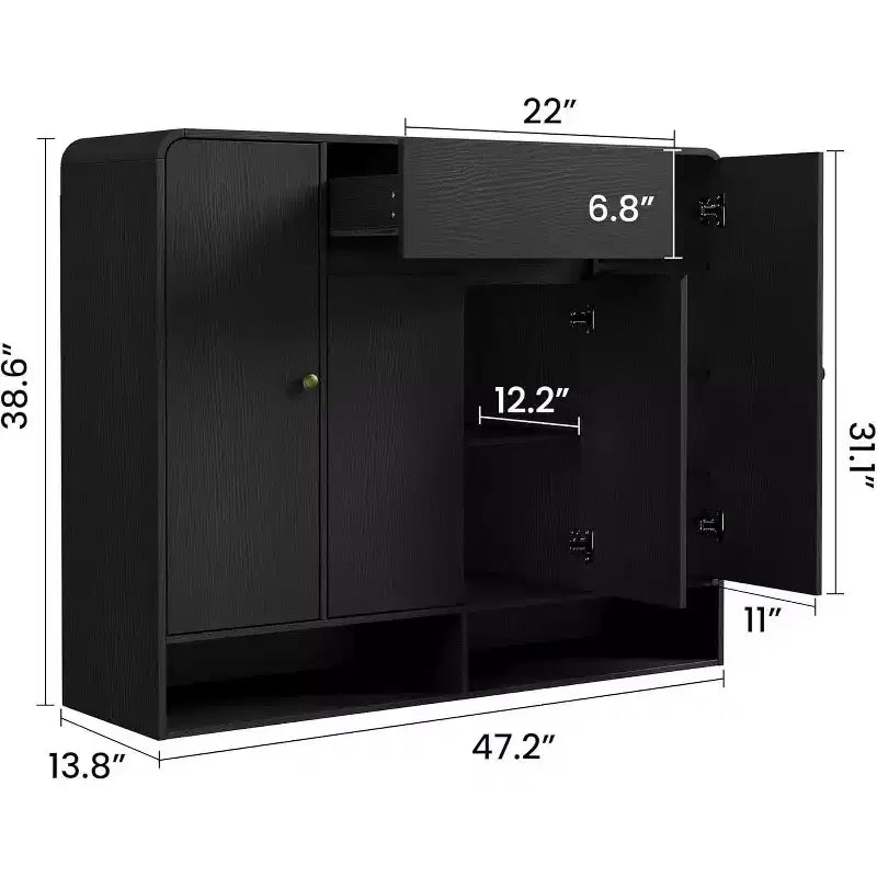 Meuble à chaussures Acekool 47 po avec 4 portes et 1 tiroir, organisateur d'entrée étroit pour couloir et salon