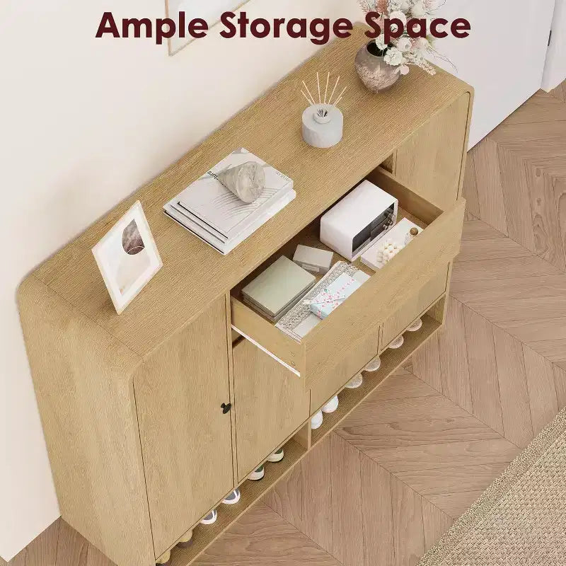 Meuble à chaussures Acekool 47 po avec 4 portes et 1 tiroir, organisateur d'entrée étroit pour couloir et salon
