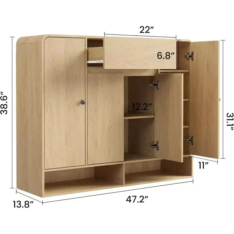 Meuble à chaussures Acekool 47 po avec 4 portes et 1 tiroir, organisateur d'entrée étroit pour couloir et salon