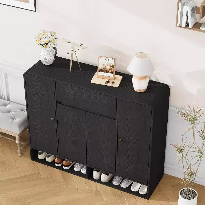 Meuble à chaussures Acekool 47 po avec 4 portes et 1 tiroir, organisateur d'entrée étroit pour couloir et salon