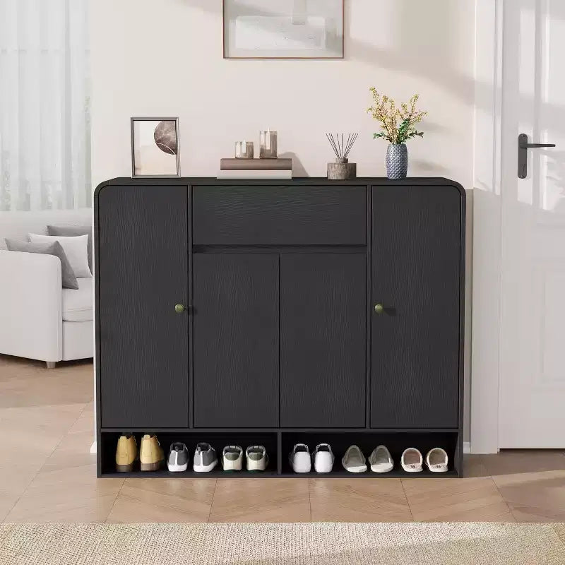 Meuble à chaussures Acekool 47 po avec 4 portes et 1 tiroir, organisateur d'entrée étroit pour couloir et salon