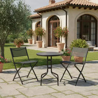 Ensemble de bistrot extérieur 3 pièces Gymax avec chaises pliantes et table ronde pour jardin, cour ou terrasse