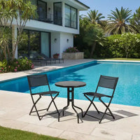 Ensemble de bistrot extérieur 3 pièces Gymax avec chaises pliantes et table ronde pour jardin, cour ou terrasse