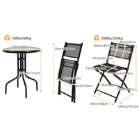 Ensemble de bistrot extérieur 3 pièces Gymax avec chaises pliantes et table ronde pour jardin, cour ou terrasse