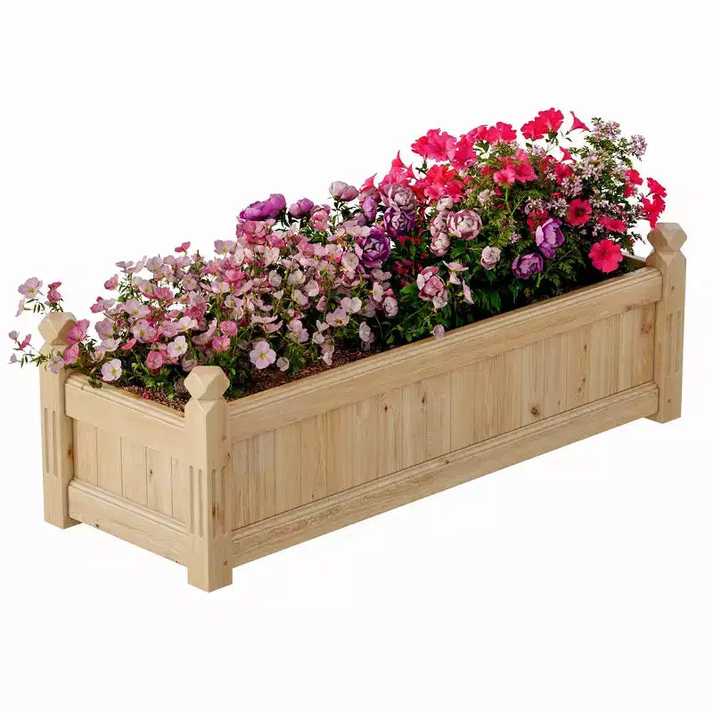 Carré potager surélevé spacieux en bois – Jardinière robuste en bois de sapin, bac de culture extérieur pour légumes, herbes aromatiques, fleurs, terrasse, balcon, jardin