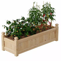 Carré potager surélevé spacieux en bois – Jardinière robuste en bois de sapin, bac de culture extérieur pour légumes, herbes aromatiques, fleurs, terrasse, balcon, jardin
