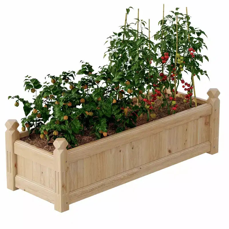 Carré potager surélevé spacieux en bois – Jardinière robuste en bois de sapin, bac de culture extérieur pour légumes, herbes aromatiques, fleurs, terrasse, balcon, jardin