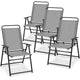Costway Chaises pliantes extérieures lot de 2/4, chaises légères à dossier haut avec accoudoirs, assise confortable en tissu