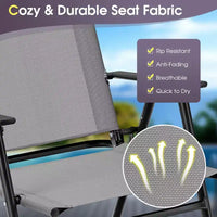 Costway Chaises pliantes extérieures lot de 2/4, chaises légères à dossier haut avec accoudoirs, assise confortable en tissu