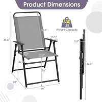 Costway Chaises pliantes extérieures lot de 2/4, chaises légères à dossier haut avec accoudoirs, assise confortable en tissu
