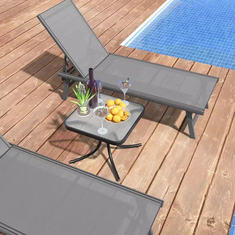 Costway Lot de 2 tables d'appoint d'extérieur de 50,8 cm avec plateau en verre trempé et cadre en métal pour terrasse