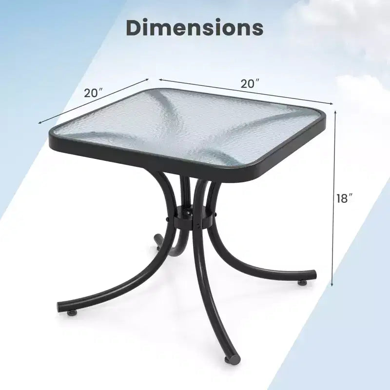 Costway Lot de 2 tables d'appoint d'extérieur de 50,8 cm avec plateau en verre trempé et cadre en métal pour terrasse