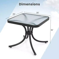Costway Lot de 2 tables d'appoint d'extérieur de 50,8 cm avec plateau en verre trempé et cadre en métal pour terrasse
