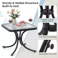 Costway Lot de 2 tables d'appoint d'extérieur de 50,8 cm avec plateau en verre trempé et cadre en métal pour terrasse