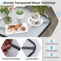 Costway Lot de 2 tables d'appoint d'extérieur de 50,8 cm avec plateau en verre trempé et cadre en métal pour terrasse