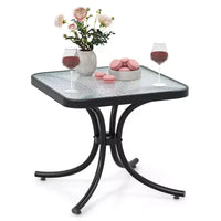 Costway Lot de 2 tables d'appoint d'extérieur de 50,8 cm avec plateau en verre trempé et cadre en métal pour terrasse