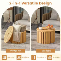 Table d'appoint d'extérieur 2-en-1 Costway avec rangement, trou pour parasol et base amovible pour jardin