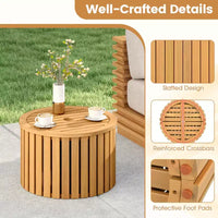 Table d'appoint d'extérieur 2-en-1 Costway avec rangement, trou pour parasol et base amovible pour jardin