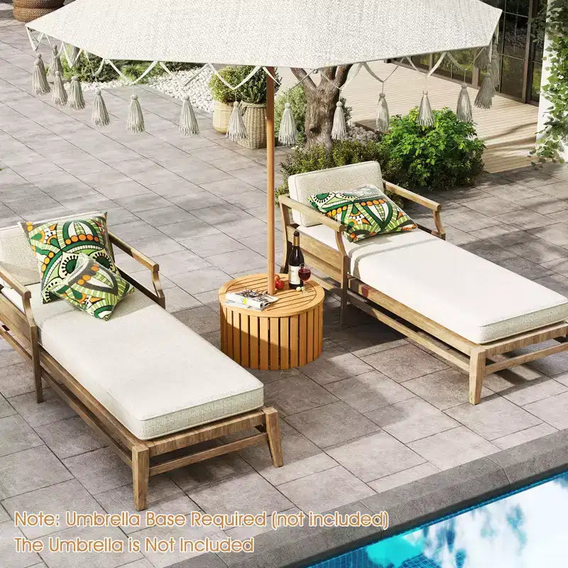Table d'appoint d'extérieur 2-en-1 Costway avec rangement, trou pour parasol et base amovible pour jardin