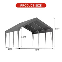Carport canopy 10'x20' robuste, garage portable amélioré, très grand carport canopy pour voiture