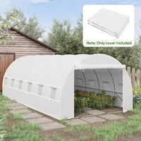 Housse de rechange pour serre en plastique, bâche étanche robuste pour serre tunnel, feuille avec 12 fenêtres, porte et grille