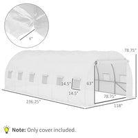 Housse de rechange pour serre en plastique, bâche étanche robuste pour serre tunnel, feuille avec 12 fenêtres, porte et grille