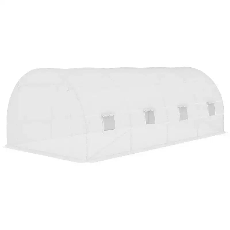 Housse de rechange pour serre en plastique, bâche étanche robuste pour serre tunnel, feuille avec 12 fenêtres, porte et grille