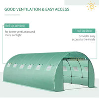 Housse de rechange pour serre en plastique, bâche étanche robuste pour serre tunnel, feuille avec 12 fenêtres, porte et grille