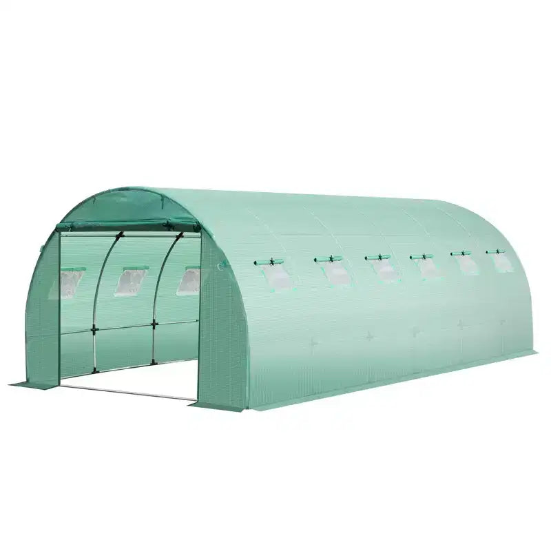 Housse de rechange pour serre en plastique, bâche étanche robuste pour serre tunnel, feuille avec 12 fenêtres, porte et grille