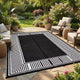 Tapis d'extérieur réversible et imperméable 8x10, en paille plastique résistante aux taches, facile à nettoyer, pour Porche, Terrasse, Balcon, Jardin et Plage, Bordure Noire