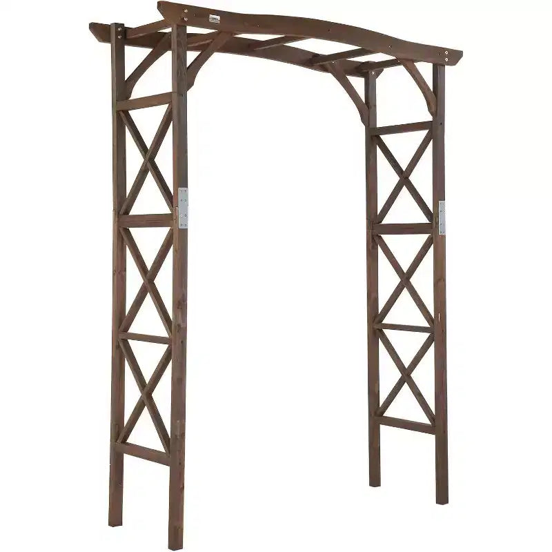 VINGLI Arche de jardin en bois, Arche de mariage, Support d'arrière-plan d'arche de 2 m pour cérémonie, Treillis en bois pour plantes grimpantes, Pergola de décoration de Noël