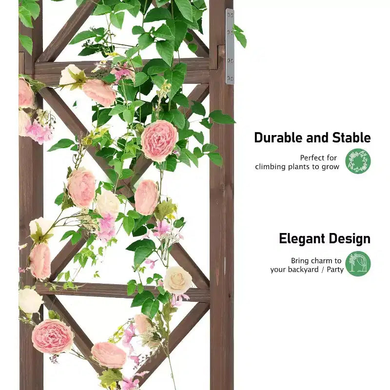 VINGLI Arche de jardin en bois, Arche de mariage, Support d'arrière-plan d'arche de 2 m pour cérémonie, Treillis en bois pour plantes grimpantes, Pergola de décoration de Noël