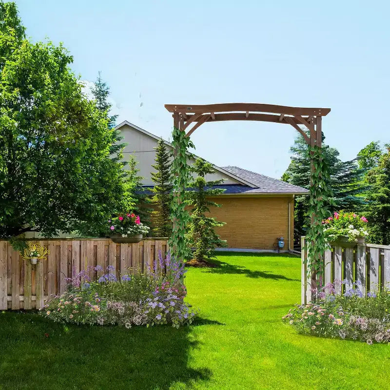 VINGLI Arche de jardin en bois, Arche de mariage, Support d'arrière-plan d'arche de 2 m pour cérémonie, Treillis en bois pour plantes grimpantes, Pergola de décoration de Noël