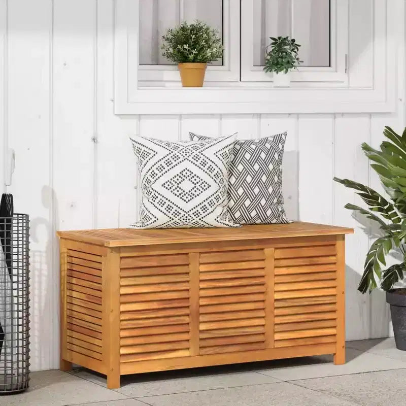vidaXL Coffre de rangement de jardin avec persienne Meuble d'extérieur Bois d'acacia massif