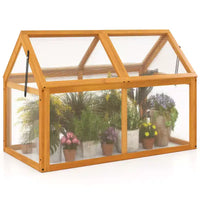 Serre froide en bois Costway avec panneaux transparents et toit réglable pour intérieur et extérieur