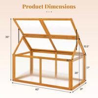 Serre froide en bois Costway avec panneaux transparents et toit réglable pour intérieur et extérieur