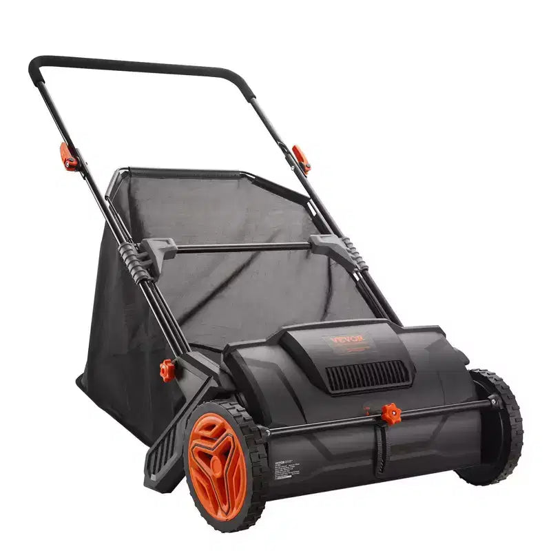 Balai de pelouse poussé VIYET 21, sac en maille de 3,5 pi³ (0,1 m³), collecteur de feuilles et d'herbe en acier robuste avec 2 brosses et roues en plastique pour pelouse, jardin, cour