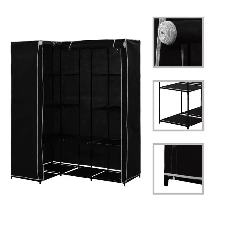 Penderie d'angle vidaXL, penderie de chambre autoportante, portant à vêtements