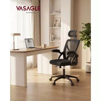 VASAGLE Chaise de Bureau Ergonomique en Maille avec Support Lombaire et Appui-tête Réglables, Fonction d'Inclinaison 90-105°, Siège Large, Accoudoirs Relevables
