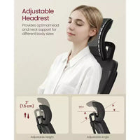VASAGLE Chaise de Bureau Ergonomique en Maille avec Support Lombaire et Appui-tête Réglables, Fonction d'Inclinaison 90-105°, Siège Large, Accoudoirs Relevables