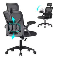 VASAGLE Chaise de Bureau Ergonomique en Maille avec Support Lombaire et Appui-tête Réglables, Fonction d'Inclinaison 90-105°, Siège Large, Accoudoirs Relevables