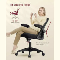 VASAGLE Chaise de Bureau Ergonomique en Maille avec Support Lombaire Réglable, Fonction d'Inclinaison 90-105°, Siège Large, Accoudoirs Relevables