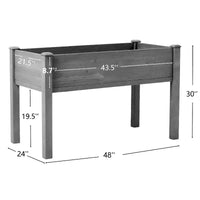 Grand carré potager surélevé avec pieds, 48 L x 24 l x 30 H, en bois massif
